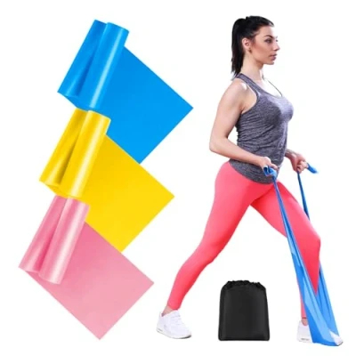 Immagine di AiQInu 3 Pezzi Bande Elastici Fitness, Livelli Di Resistenza Elastico 2M Fasce Elastiche Fitness Per Yoga Forza Pilate