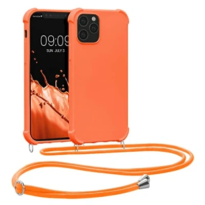 Immagine di kwmobile Custodia Compatibile con Apple iPhone 12 / Pro Cover Back Case in Silicone TPU Protezione Smartphone Cordino arancia fruttata