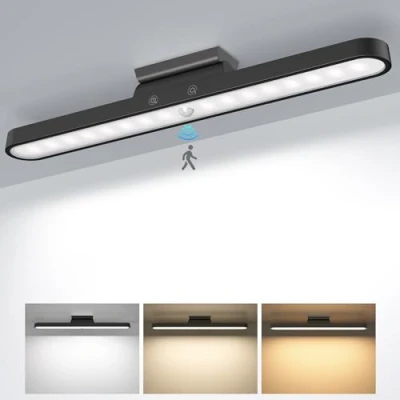 Immagine di Luce Armadio LED con Sensore di Movimento 2500mAh Sottopensile USB Ricaricabile Lampada da Scrivania Senza Fili Magnetica Controllo Touch Dimmerabile Notturna per Nero