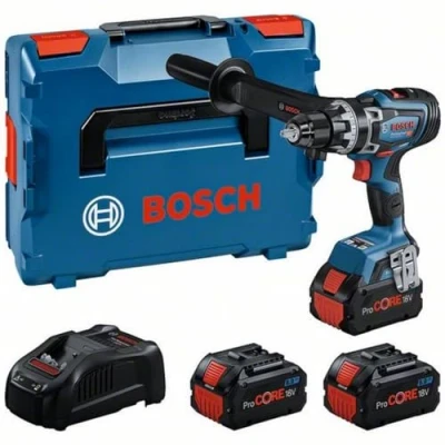 Immagine di Bosch Professional BITURBO Trapano avvitatore a batteria GSR 18V 150 C (coppia serraggio max Nm, velocità rotaz. 2.200 giri/min, incl. 3 batterie ProCORE 8.0 Ah, caricabat. GAL 1880 CV, in L BOXX)
