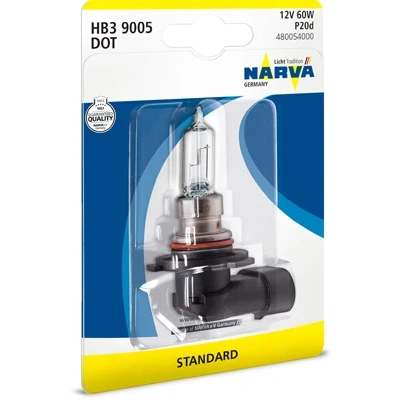 Immagine di NARVA 480054000 Lampadina, faro di profondità HB3 12V 60W Alogeno JEEP: Compass, GRAND CHEROKEE 4, 3, TOYOTA: RAV4 III SUV