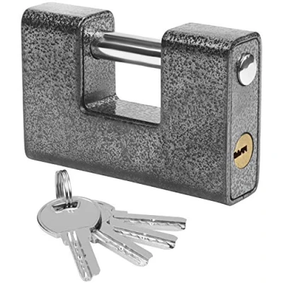 Immagine di Kurtzy Lucchetto resistente con 4 chiavi Serratura in acciaio inox temprato massiccio monoblocco Archetto 12 mm di spessore sicurezza per garage, contenitori, capannoni, cuscinetti