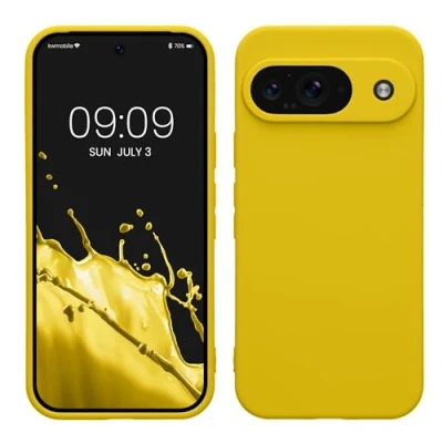 Immagine di kwmobile Custodia Compatibile con Google Pixel 9 Cover Back Case per Smartphone in Silicone TPU Protezione Gommata giallo radiante