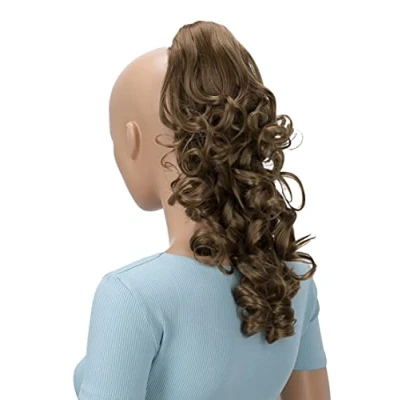 Immagine di CAISHA 40cm Posticcio Treccia Portare I Codini Extensions Per Capelli Voluminoso Ondulato Marrone Medio H205