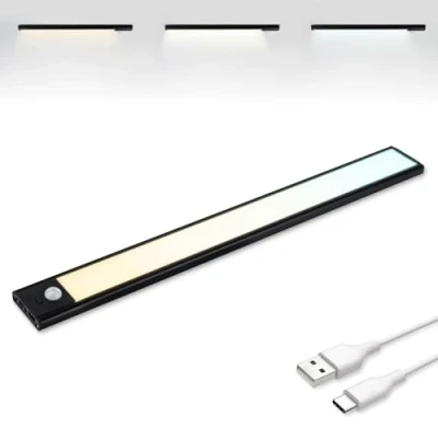 Immagine di Brendz Luce Armadio LED con Sensore di Movimento, 40 cm, 3 Temperature Colore, Dimmerabile, Magnetica Ricaricabile Led, Notturna, Lampada per Armadio, Nero