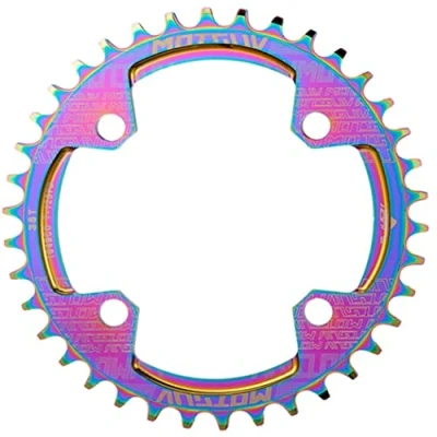 Immagine di YBEKI Corona per Bici 32T 34T 36T 38T Pignone Singolo colorato Largo 104BCD Rotondo Stretto Mountain Bike Strada MTB (34T)