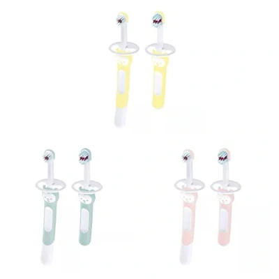 Immagine di MAM Kit spazzolini da denti 1 spazzolino + bambino per imparare a spazzolare i in 2 fasi con scudo protettivo partire 5 mesi