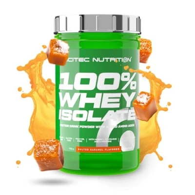 Immagine di Scitec Nutrition 100% Whey Isolate Puro potere proteico con BCAA Glutammina e Arginina Formula senza zucchero glutine, 700 g, Caramello salato