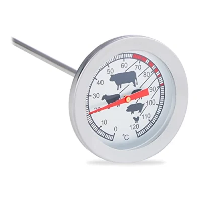 Immagine di Relaxdays Termometro da Cucina Analogico, Sonda Alimentare per Carne, Acciaio, Accessorio Chef , 20 cm, argento