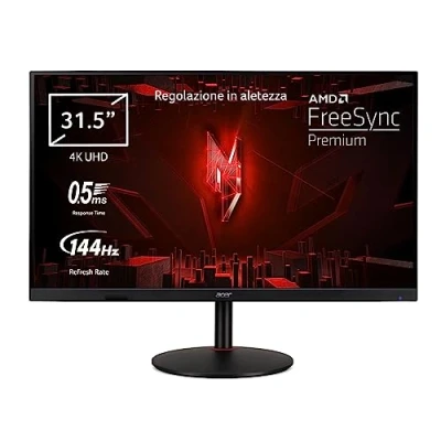 Immagine di Acer Nitro XV322QKKVbmiiphuzx Monitor Gaming PC 31.5&quot;, Display 4K IPS, 144 Hz, 0,5 ms, FreeSync Premium, HDMI 2.1, DP 1.4, USB 3.0, TypeC, Regolazione altezza, Cavi HDMI, DP, USB3.0, Type C Inclusi