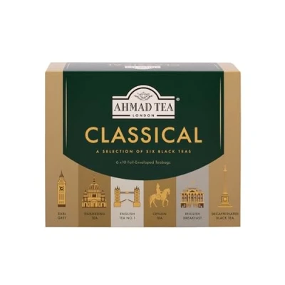 Immagine di Ahmad Tea, Classical Selection I Classici Tè Inglesi dal Ceylon, all&#039;English Breakfast in 6 Gusti Diversi Cofanetto con Confezioni da 10 Bustine