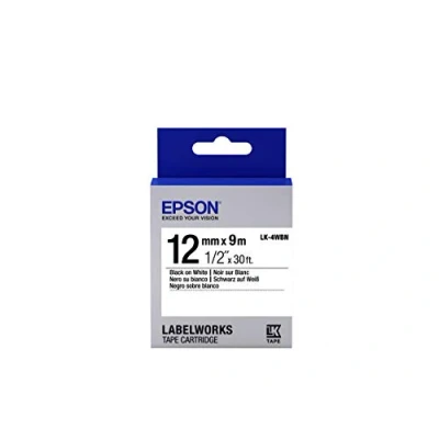 Immagine di Epson Nastro fondo Standard Bianco per testo Nero 12/9 LK 4WBN