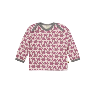 Immagine di loud + proud Maglietta a Maniche Lunghe con Stampa Elefante, certificata GOTS T Shirt, UVA, 122 cm 128 Unisex Bambini e Ragazzi