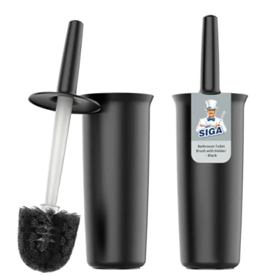 Immagine di MR.SIGA Scopino per WC e portaoggetti bagno, confezione da 2 Nero