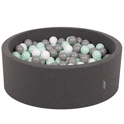 Immagine di KiddyMoon 90X30cm/200 Palline Piscina di Colorate ∅7Cm per Bambini Quarto Angolare in EU, Grigio Sc:Bianco/Grigio/Menta