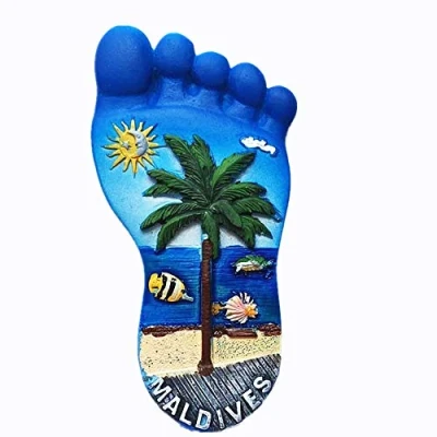 Immagine di 3D Footprint forma Maldive frigo magnete souvenir regalo, decorazione casa e cucina adesivo magnetico frigorifero