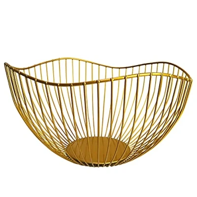 Immagine di DMAR Portafrutta Oro Cesto per la Frutta Metallo Porta da Tavolo Moderno di in Filo Metallico