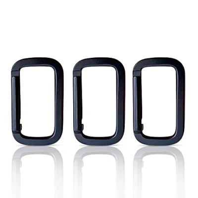 Immagine di Holesto® Set di 3 moschettoni quadrati Mini Portachiavi Moschettone a vite nero piccolo Alluminio (Nero 5 x cm)