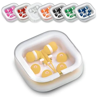 Immagine di Antevia Cuffie cablate Intra auricolari con scatola di immagazzinaggio e 3 set auricolari, oltre 10 modelli, anti rumore Colore: giallo (cort giallo)