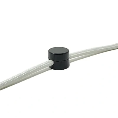 Immagine di Decentratore, Gancio da Soffitto o Parete. Colori Nero,Bianco e Trasparente in Plastica; Per cavo elettrico tessuto/tessile. Made Italy. CONFEZIONE 5 Pezzi (Confezione 10 Nero)