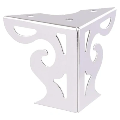 Immagine di WAGNER Gamba del mobile/Piede tavolo/Piede divano SOFA WING acciaio cromato argento, piastra da avvitare, 3 borchie, 8 x cm, per mobili su pallet in stile rustico 12042001