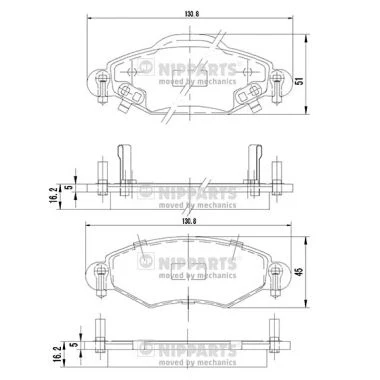 Immagine di NIPPARTS J3602113 Kit pastiglie freno Assale anteriore TOYOTA: Yaris II Hatchback, I Verso
