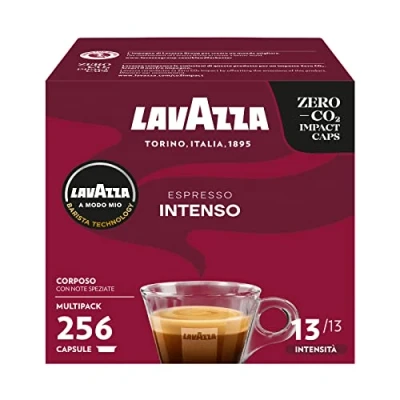 Immagine di Lavazza A Modo Mio Espresso Intenso, 256 Capsule Caffè, per un con Note Aromatiche di Cacao e Spezie, Arabica Robusta, Intensità 13/13, Tostatura Media, 16 Confezioni da