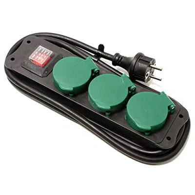 Immagine di BeMatik Ciabatta IP44 per esterni 3 schuko 16A 250V con interruttore e cavo 1,5 m