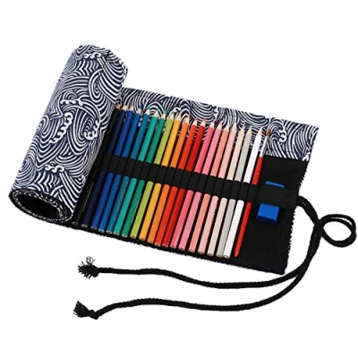 Immagine di amoyie Sacchetto della matita tela rotolo astuccio per 48 matite colorate portamatite (no inclusa matite)