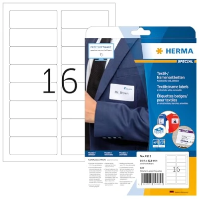 Immagine di Herma 4515 Etichetta per nome 88.9 x 33.8 mm Seta allacetato Bianco 320 pz. Staccabile Stampante laser, Fotocopiatrice, laser a colori,