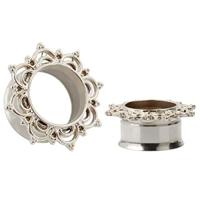 Immagine di KUBOOZ Titanium acciaio Flesh Tunnels Tappi Orecchie Barella Expander Calibri Piercing Gioielli Argento, inossidabile di titanio