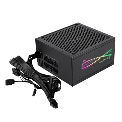 Immagine di Aerocool LUXPRORGB850M, alimentatore semi modulare RGB 850W, 80Plus Bronze +88%, condensatori giapponesi, ventilatore APFC 14 cm FDB, ATX 3.0 e PCIe 5.0, compatibile ARGB, 5 anni garanzia, nero