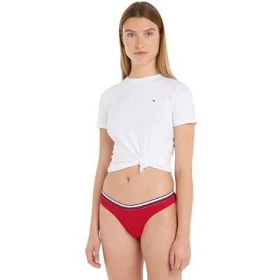Immagine di Tommy Hilfiger Global Stripe Scheeky HIGH LEG Bikini pezzo sotto, Donna, Taglia: XS, Primary red