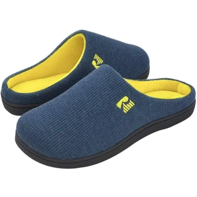 Immagine di RockDove Bicolore Pantofola da Uomo in Memory Foam, 40/41 EU, Blu Navy e Giallo