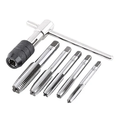 Immagine di Akozon 6pcs Chiavi Maschio per Alesatore Regolabile con Filettatura Metrica M6/M7/ M8/M10/M12 Maschiatori Madreviti Dadi Impugnatura a Chiave Kit Attrezzi Pesanti