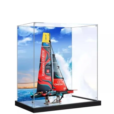 Immagine di Vetrina in acrilico per Lego 42174 AC75 Monohull Hydrofoil barca a vela, scatola antipolvere, trasparente, espositiva compatibile con (solo custodia, nessun modello)