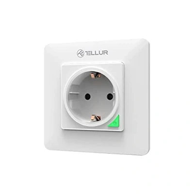 Immagine di TELLUR Smart Presa a Muro Intelligente WiFi, Alexa, Google e Scorciatoie Siri, Monitoraggio Consumi, Pesa WiFi con Controllo App, 3000W, 16A, Nessun HUB Richiesto, Bianco