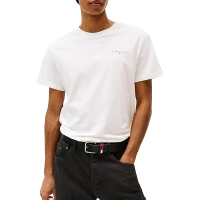 Immagine di Tommy Jeans Tjm Slim Linear Chest Tee Ext Dm0Dm21780, Maglietta a Maniche Corte, Uomo, Bianco (Ecru), XS