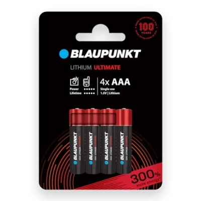 Immagine di BLAUPUNKT AAA batterie al litio, confezione da 4, per fotocamere digitali, dispositivi Internet of Things (IoT), FR03BUL/4CP
