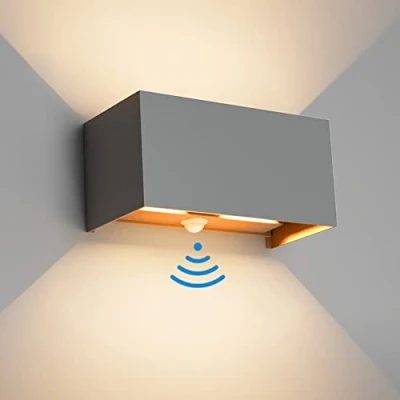 Immagine di Klighten Lampada da esterno, 24W Applique parete con sensore di movimento per luci esterni/interni fascio regolabile IP65 Impermeabile 3000K,Grigio scuro
