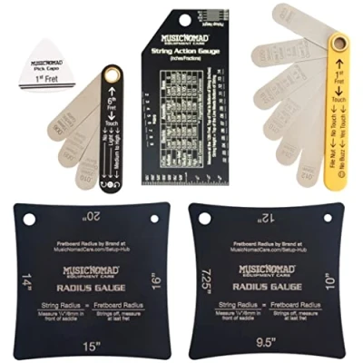 Immagine di MusicNomad MN604 Precision 6 pc. Guitar Setup Gauge Tool Set Plus 24 pg. Instructional Booklet and Storage Case Utensile per strumenti