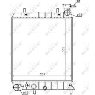 Immagine di NRF 53376 Radiatore motore Alluminio 335 298 16 Alette di raffreddamento saldate