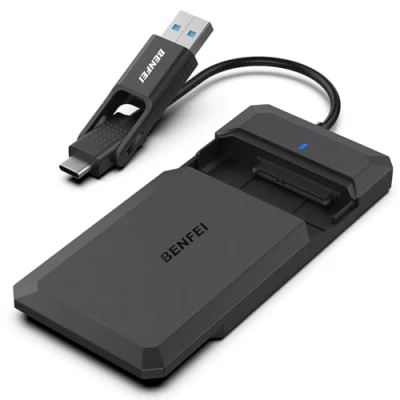 Immagine di BENFEI Contenitore per Disco Rigido da 2,5 Pollici, USB Tipo C/Tipo a SATA Compatibile SSD Pollici (ottimizzato SSD, Supporto UASP III)