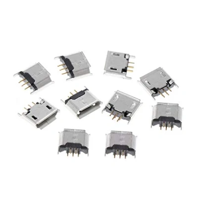 Immagine di JOYKK 10 Pezzi Micro USB Tipo B Presa Femmina 180 Gradi 5 Pin SMD SMT Saldatore Tono Argento