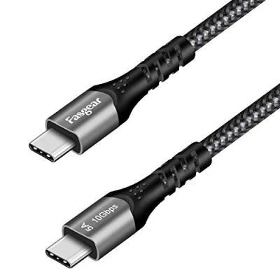 Immagine di Fasgear cavo da USB C a tipo C, 3.1 Gen 2 per ricarica rapida, 100 W, 20 V / 5 A, trasferimento dati 10 Gbps, uscita video 4K@60 Hz, compatibile con (3 metri, Nero)