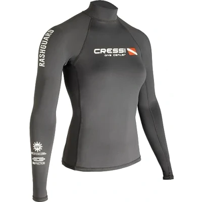 Immagine di Cressi Rash Guard Lady Dive Center, Maglia Protettiva Maniche Corte o Lunghe in Speciale Tessuto Elastico Protezione Solare UV (UPF) 50+ Donna, Nero, XS/1 (36)