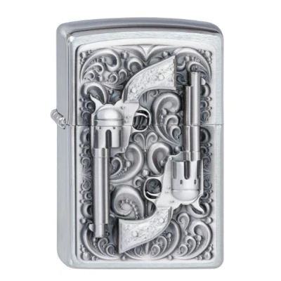 Immagine di Zippo Feuerzeug 2001654 Revolver Emblem Accendino, Ottone, Argento