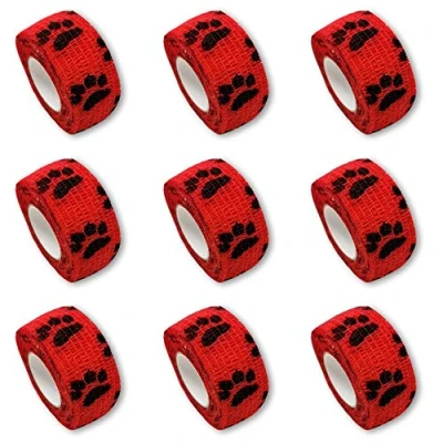 Immagine di Set da 9 cerotti per bambini EKNA benda elastica autoadesiva coesiva 2,5 cm x 4,5 m bende elastici, idrorepellenti, coesivi, zampa rossa