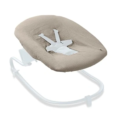Immagine di hauck Copertura Protettiva per Sdraietta Neonati Alpha Bouncer Premium e Newborn Set Plus Fodera in Mussola di Cotone Traspirante, 85 cm x 74 0,25 Beige