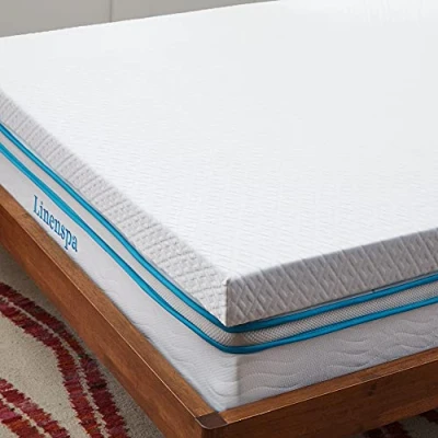 Immagine di Linenspa Topper Piazze francese, alto 10 cm Correttore materasso in Memory Foam con Gel e fodera lavabile cerniera Oeko Tex 140 x 190